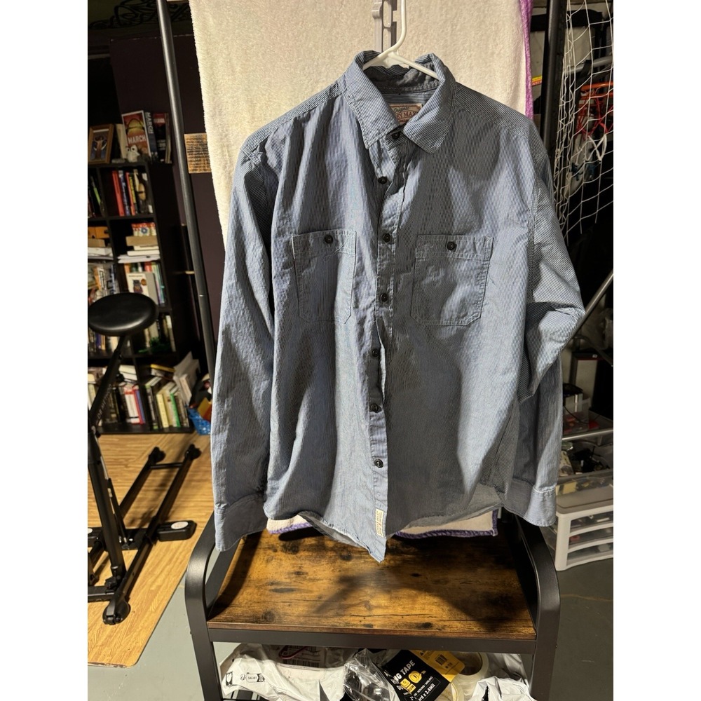 Jeffrey Max Original Shirtmaker Blue Stripe Button Down Shirt Mens M‎
